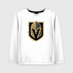 Детский лонгслив хлопок с принтом Vegas Golden Knights , 100% хлопок | круглый вырез горловины, полуприлегающий силуэт, длина до линии бедер | Тематика изображения на принте: nhl | stanley cup | vegas golden knights | vegas knights | вегас голден найтс | вегас найтс | кубок стенли | кубок стэнли | нхл | хоккей | хоккейный клуб