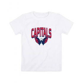 Детская футболка хлопок с принтом Capitals , 100% хлопок | круглый вырез горловины, полуприлегающий силуэт, длина до линии бедер | 