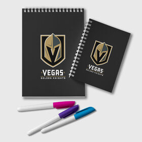 Блокнот с принтом Vegas Golden Knights , 100% бумага | 48 листов, плотность листов — 60 г/м2, плотность картонной обложки — 250 г/м2. Листы скреплены удобной пружинной спиралью. Цвет линий — светло-серый
 | 