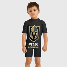 Детский купальный костюм 3D с принтом Vegas Golden Knights , Полиэстер 85%, Спандекс 15% | застежка на молнии на спине | 