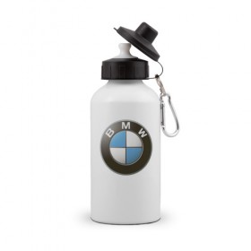 Бутылка спортивная с принтом BMW , металл | емкость — 500 мл, в комплекте две пластиковые крышки и карабин для крепления | Тематика изображения на принте: bmw | logo | бмв | логотип бмв