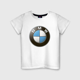 Детская футболка хлопок с принтом BMW , 100% хлопок | круглый вырез горловины, полуприлегающий силуэт, длина до линии бедер | bmw | logo | бмв | логотип бмв
