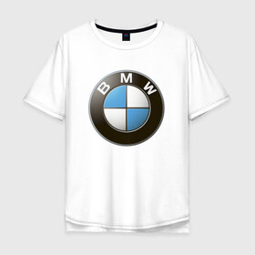 Мужская футболка хлопок Oversize с принтом BMW , 100% хлопок | свободный крой, круглый ворот, “спинка” длиннее передней части | bmw | logo | бмв | логотип бмв