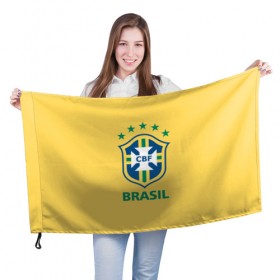 Флаг 3D с принтом Сборная Бразилии , 100% полиэстер | плотность ткани — 95 г/м2, размер — 67 х 109 см. Принт наносится с одной стороны | сборная бразилии | футбол