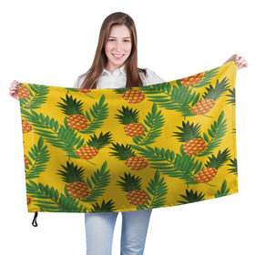 Флаг 3D с принтом Ананасы , 100% полиэстер | плотность ткани — 95 г/м2, размер — 67 х 109 см. Принт наносится с одной стороны | fashion | leaf | листья | мода | море | отдых | природа | тропики