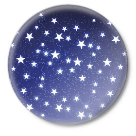 Значок с принтом Stars ,  металл | круглая форма, металлическая застежка в виде булавки | earth | nasa | space | star | вселенная | галактика | земля | космонавт | космос | луна | метеорит | наса | небо | ночь | планета | полёт