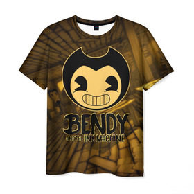 Мужская футболка 3D с принтом Bendy and the ink machine (33) , 100% полиэфир | прямой крой, круглый вырез горловины, длина до линии бедер | bendy | bendy and the ink machine | бенди | бенди и чернильная машина