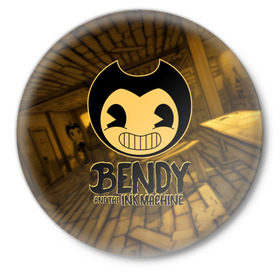 Значок с принтом Bendy and the ink machine (33) ,  металл | круглая форма, металлическая застежка в виде булавки | bendy | bendy and the ink machine | бенди | бенди и чернильная машина