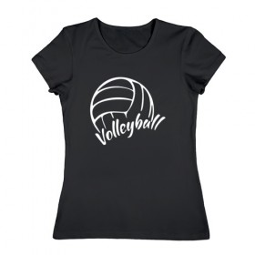 Женская футболка хлопок с принтом Волейбол , 100% хлопок | прямой крой, круглый вырез горловины, длина до линии бедер, слегка спущенное плечо | volleyball