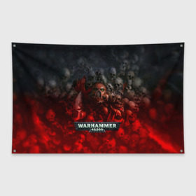 Флаг-баннер с принтом Warhammer 40000 Dawn Of War , 100% полиэстер | размер 67 х 109 см, плотность ткани — 95 г/м2; по краям флага есть четыре люверса для крепления | relic entertainment | warhammer 40000: dawn of war | черепа