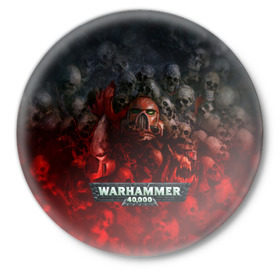 Значок с принтом Warhammer 40000: Dawn Of War ,  металл | круглая форма, металлическая застежка в виде булавки | relic entertainment | warhammer 40000: dawn of war | черепа