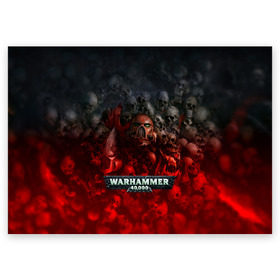 Поздравительная открытка с принтом Warhammer 40000: Dawn Of War , 100% бумага | плотность бумаги 280 г/м2, матовая, на обратной стороне линовка и место для марки
 | relic entertainment | warhammer 40000: dawn of war | черепа