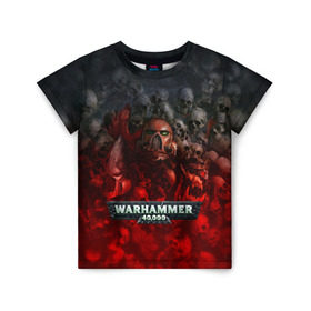 Детская футболка 3D с принтом Warhammer 40000: Dawn Of War , 100% гипоаллергенный полиэфир | прямой крой, круглый вырез горловины, длина до линии бедер, чуть спущенное плечо, ткань немного тянется | relic entertainment | warhammer 40000: dawn of war | черепа