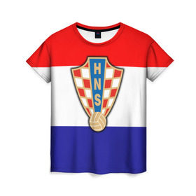 Женская футболка 3D с принтом Сборная Хорватии флаг , 100% полиэфир ( синтетическое хлопкоподобное полотно) | прямой крой, круглый вырез горловины, длина до линии бедер | европы | хорватия | чемпионат мира | чм