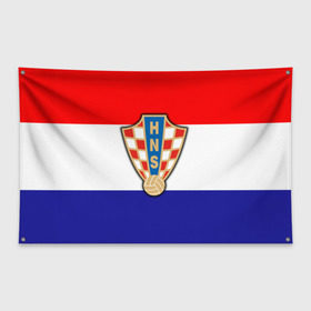 Флаг-баннер с принтом Сборная Хорватии флаг , 100% полиэстер | размер 67 х 109 см, плотность ткани — 95 г/м2; по краям флага есть четыре люверса для крепления | европы | хорватия | чемпионат мира | чм