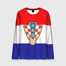 Мужской лонгслив 3D с принтом Сборная Хорватии флаг , 100% полиэстер | длинные рукава, круглый вырез горловины, полуприлегающий силуэт | европы | хорватия | чемпионат мира | чм