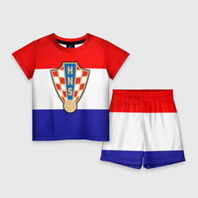 Детский костюм с шортами 3D с принтом Сборная Хорватии флаг ,  |  | европы | хорватия | чемпионат мира | чм