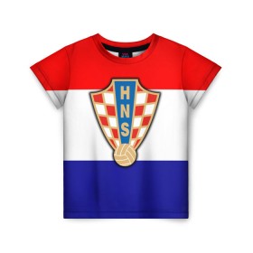 Детская футболка 3D с принтом Сборная Хорватии флаг , 100% гипоаллергенный полиэфир | прямой крой, круглый вырез горловины, длина до линии бедер, чуть спущенное плечо, ткань немного тянется | европы | хорватия | чемпионат мира | чм