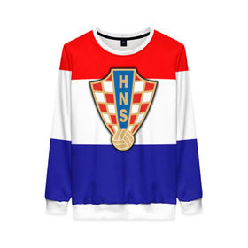 Женский свитшот 3D с принтом Сборная Хорватии флаг , 100% полиэстер с мягким внутренним слоем | круглый вырез горловины, мягкая резинка на манжетах и поясе, свободная посадка по фигуре | европы | хорватия | чемпионат мира | чм