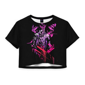 Женская футболка 3D укороченная с принтом Epic Gatsu , 100% полиэстер | круглая горловина, длина футболки до линии талии, рукава с отворотами | берсерк | черный мечник