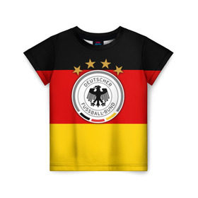 Детская футболка 3D с принтом Сборная Германии флаг , 100% гипоаллергенный полиэфир | прямой крой, круглый вырез горловины, длина до линии бедер, чуть спущенное плечо, ткань немного тянется | Тематика изображения на принте: германия | европы | мира | чемпионат | чм