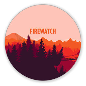 Коврик круглый с принтом FIREWATCH , резина и полиэстер | круглая форма, изображение наносится на всю лицевую часть | Тематика изображения на принте: art | campo santo | firewatch | game | горы | закат | игра | лес | пейзаж | пожарный дозор | солнце | холмы