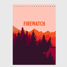 Скетчбук с принтом FIREWATCH , 100% бумага
 | 48 листов, плотность листов — 100 г/м2, плотность картонной обложки — 250 г/м2. Листы скреплены сверху удобной пружинной спиралью | art | campo santo | firewatch | game | горы | закат | игра | лес | пейзаж | пожарный дозор | солнце | холмы