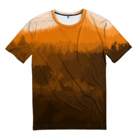Мужская футболка 3D с принтом Firewatch , 100% полиэфир | прямой крой, круглый вырез горловины, длина до линии бедер | Тематика изображения на принте: art | campo santo | firewatch | game | горы | закат | игра | лес | пейзаж | пожарный дозор | солнце | холмы