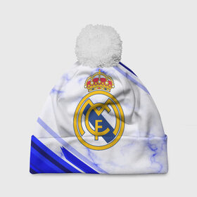 Шапка 3D c помпоном с принтом Real Madrid 2018 , 100% полиэстер | универсальный размер, печать по всей поверхности изделия | football | soccer | реал мадрид