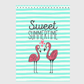 Скетчбук с принтом Sweet Summer Time , 100% бумага
 | 48 листов, плотность листов — 100 г/м2, плотность картонной обложки — 250 г/м2. Листы скреплены сверху удобной пружинной спиралью | Тематика изображения на принте: animal | art | flamingo | love | pink | summer | sweet | time | арт | белый | бирюзовый | жара | животное | лето | любовь | матроска | полоски | рисунок | розовый | роман | сердечки | сердце | серый | фламинго | черный