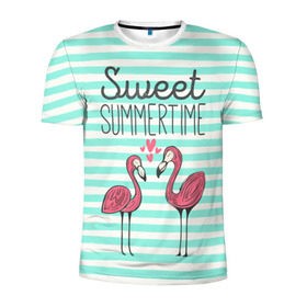 Мужская футболка 3D спортивная с принтом Sweet Summer Time , 100% полиэстер с улучшенными характеристиками | приталенный силуэт, круглая горловина, широкие плечи, сужается к линии бедра | animal | art | flamingo | love | pink | summer | sweet | time | арт | белый | бирюзовый | жара | животное | лето | любовь | матроска | полоски | рисунок | розовый | роман | сердечки | сердце | серый | фламинго | черный