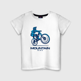 Детская футболка хлопок с принтом Велосипед , 100% хлопок | круглый вырез горловины, полуприлегающий силуэт, длина до линии бедер | downhill | байк | велосипед | велоспорт | горный | горы | спорт