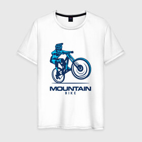 Мужская футболка хлопок с принтом Велосипед , 100% хлопок | прямой крой, круглый вырез горловины, длина до линии бедер, слегка спущенное плечо. | downhill | байк | велосипед | велоспорт | горный | горы | спорт