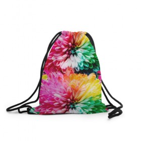 Рюкзак-мешок 3D с принтом Яркие Георгины , 100% полиэстер | плотность ткани — 200 г/м2, размер — 35 х 45 см; лямки — толстые шнурки, застежка на шнуровке, без карманов и подкладки | георгин | лето | радуга | цветок | цветы