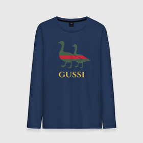 Мужской лонгслив хлопок с принтом Gussi GG , 100% хлопок |  | Тематика изображения на принте: gucci | gussi | гуси | гучи