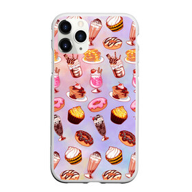 Чехол для iPhone 11 Pro матовый с принтом Очень Сладкий Паттерн , Силикон |  | блины | вкусняшка | еда | кекс | клубника | коктейль | мороженое | панкейк | пончик | сладости