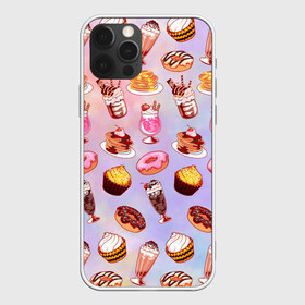 Чехол для iPhone 12 Pro Max с принтом Очень Сладкий Паттерн , Силикон |  | Тематика изображения на принте: блины | вкусняшка | еда | кекс | клубника | коктейль | мороженое | панкейк | пончик | сладости