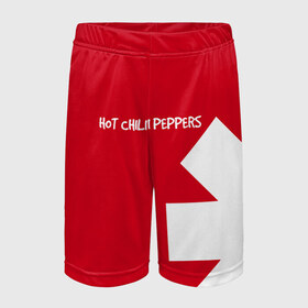 Детские спортивные шорты 3D с принтом Red Hot Chili Peppers ,  100% полиэстер
 | пояс оформлен широкой мягкой резинкой, ткань тянется
 | Тематика изображения на принте: red hot chili peppers | rhcp | перцы | ред хот чили пепперс | рхчп | рэд