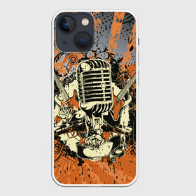 Чехол для iPhone 13 mini с принтом Microphone ,  |  | art | grunge | guitar | line | microphone | pattern | абстракция | арт | гитара | гранж | линии | микрофон | узор