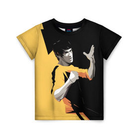 Детская футболка 3D с принтом Bruce Lee , 100% гипоаллергенный полиэфир | прямой крой, круглый вырез горловины, длина до линии бедер, чуть спущенное плечо, ткань немного тянется | bruce lee | актер | боец | воин | звезда | карате