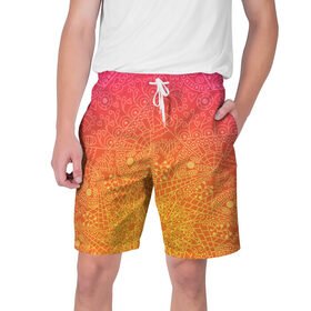 Мужские шорты 3D с принтом Солнечные мандалы ,  полиэстер 100% | прямой крой, два кармана без застежек по бокам. Мягкая трикотажная резинка на поясе, внутри которой широкие завязки. Длина чуть выше колен | 