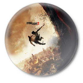 Значок с принтом Dying Light 2 ,  металл | круглая форма, металлическая застежка в виде булавки | dying | game | horror | light | апокалипсис | зомби | игра | мертвецы | монстр | паркур | ужас | хоррор