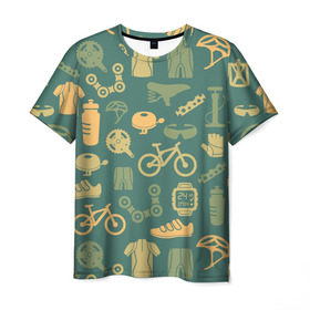 Мужская футболка 3D с принтом Велосипедист , 100% полиэфир | прямой крой, круглый вырез горловины, длина до линии бедер | bicycle | bike | road | speed | sport | вело | велосипед | велосипедист | гонщик | дорога | здоровье | педали | сила | скорость | спорт | трасса | шлем
