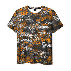 Мужская футболка 3D с принтом Jump da f#ck up! , 100% полиэфир | прямой крой, круглый вырез горловины, длина до линии бедер | slipknot | soulfly | u rban | белый | графити | граффити | камуфляж | надпись | оранжевый | черный