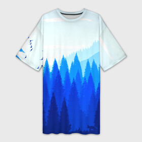 Платье-футболка 3D с принтом FIREWATCH ,  |  | art | campo santo | firewatch | game | горы | закат | игра | лес | пейзаж | пожарный дозор | солнце | холмы