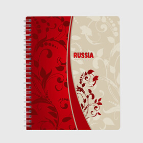 Тетрадь с принтом Russia , 100% бумага | 48 листов, плотность листов — 60 г/м2, плотность картонной обложки — 250 г/м2. Листы скреплены сбоку удобной пружинной спиралью. Уголки страниц и обложки скругленные. Цвет линий — светло-серый
 | rus | russia | team | мира | российская | россия | рф | сборная | федерация | футбол | чемпионат