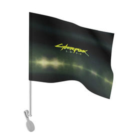 Флаг для автомобиля с принтом Cyberpunk 2077 , 100% полиэстер | Размер: 30*21 см | 2077 | action | cd | cdprojektred | cyberpunk | cyberpunk2077 | netrunner | nightcity | projekt | red | rpg | solo | techie | witcher | ведьмак | киберпанк | найтсити