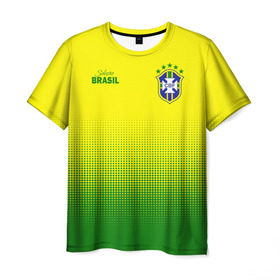 Мужская футболка 3D с принтом Сборная Бразилии , 100% полиэфир | прямой крой, круглый вырез горловины, длина до линии бедер | brasil | brasilia | brazilia | braziliya | cfb | бразилия | сборная