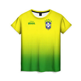 Женская футболка 3D с принтом Сборная Бразилии , 100% полиэфир ( синтетическое хлопкоподобное полотно) | прямой крой, круглый вырез горловины, длина до линии бедер | brasil | brasilia | brazilia | braziliya | cfb | бразилия | сборная