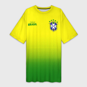 Платье-футболка 3D с принтом Сборная Бразилии ,  |  | brasil | brasilia | brazilia | braziliya | cfb | бразилия | сборная
